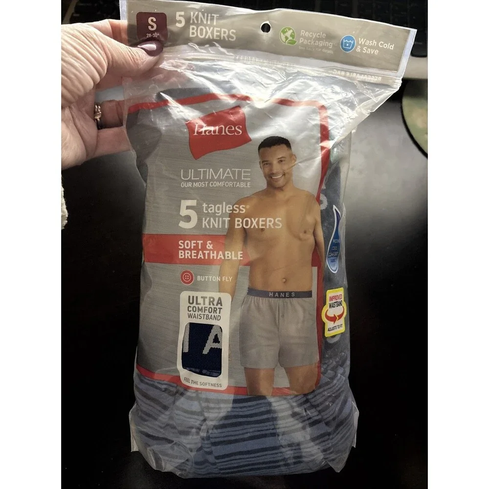 Hanes Ultimate Boxers Shorts Tagless Men's 5 pack Classic Soft Cool Comfort Sz S